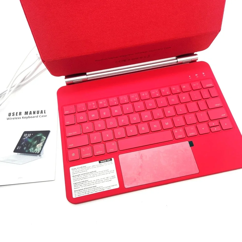 Azalea Red iPad 11th 10th Gen Keyboard Case‎ with Backlit Keys & Touch Trackpad